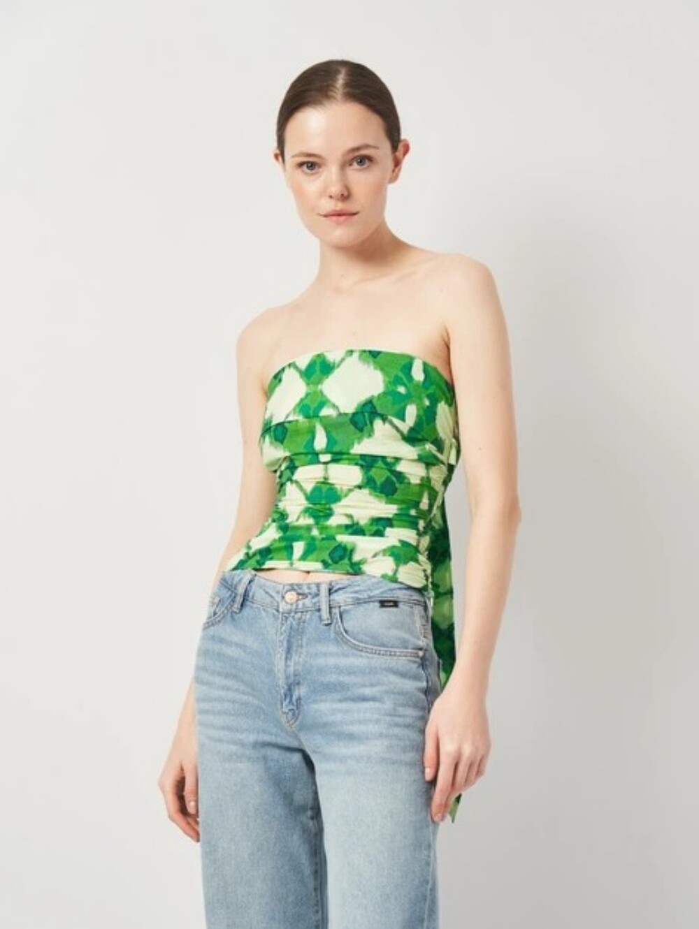 ZARA Green Strapless Tie-Back Top